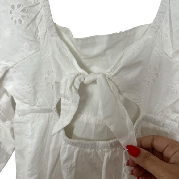 BP. Puff Sleeve Eyelet Babydoll Minidress - White Blanc - Picture 7 of 11